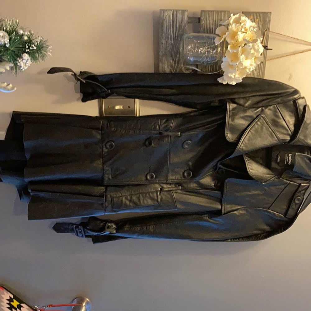Knee length leather jacket hardly worn